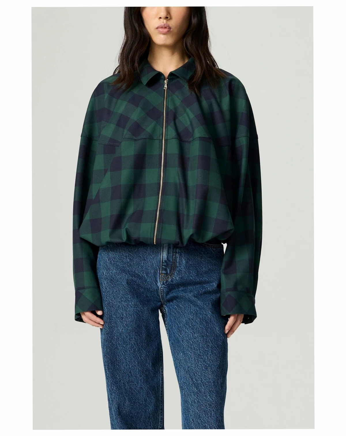 Women's Checked Zip-Front Jacket