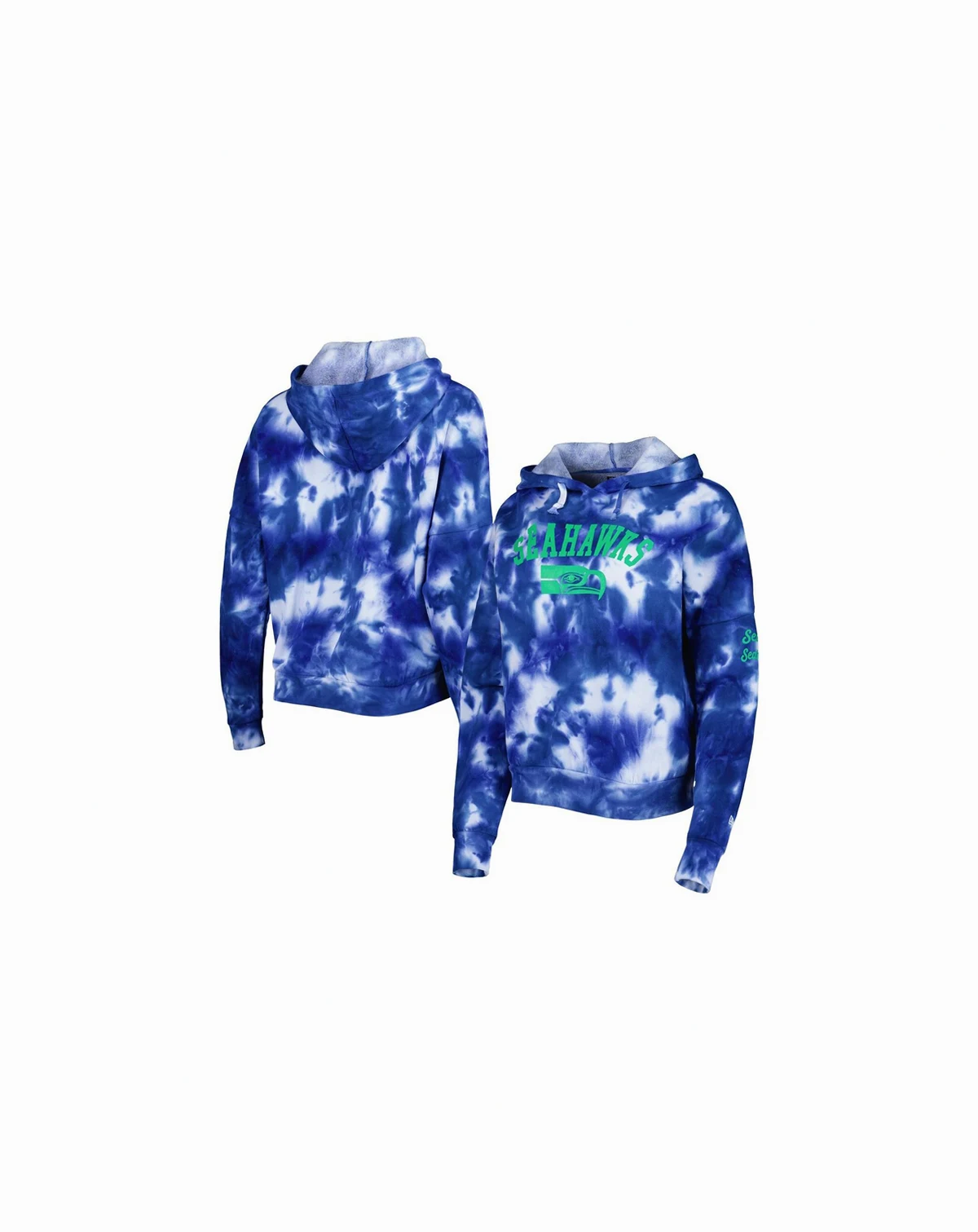 Women's Royal Seattle Seahawks Cloud Dye Fleece Pullover Hoodie