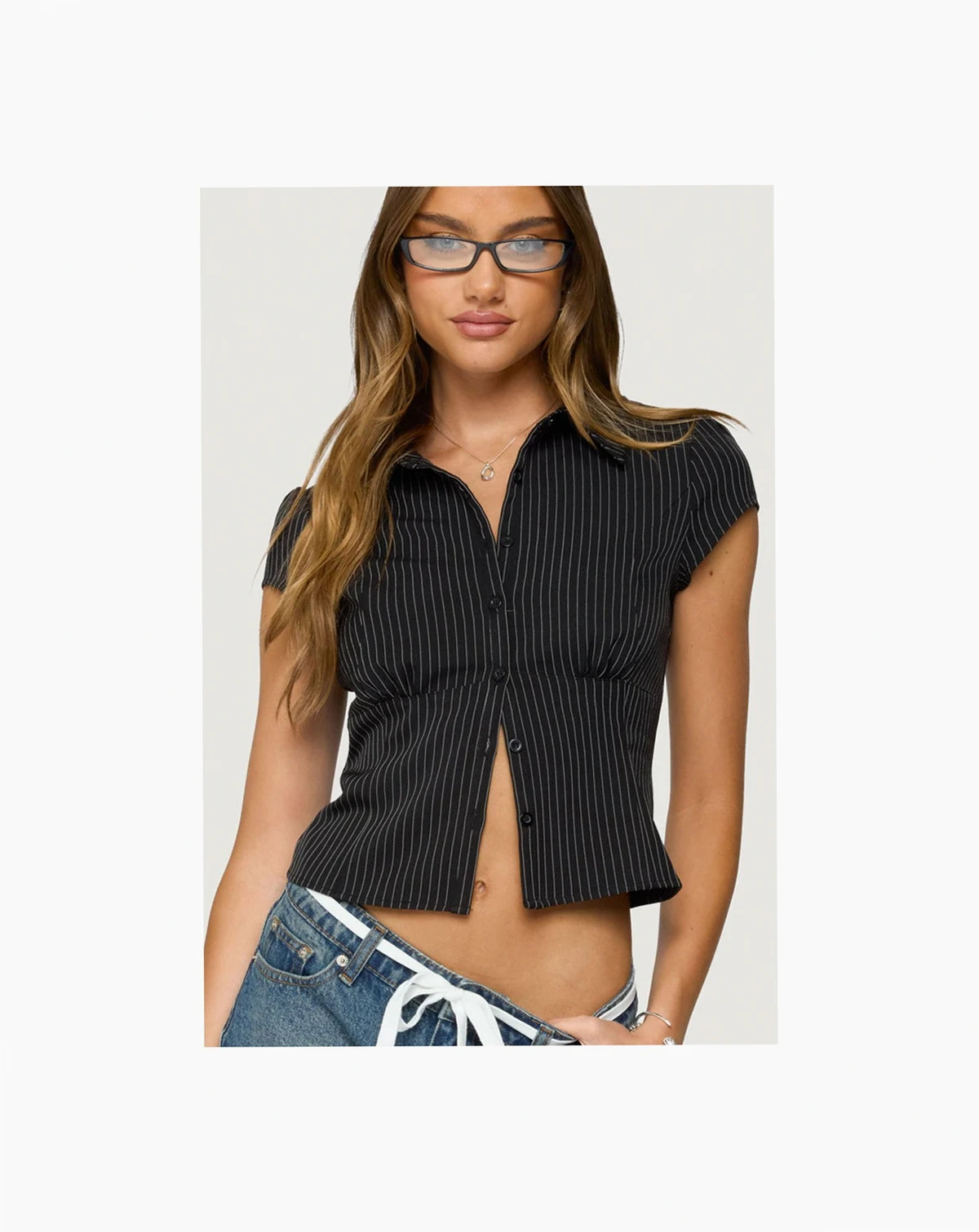 Women's Juney Pinstripe Tailored Button Up Shirt