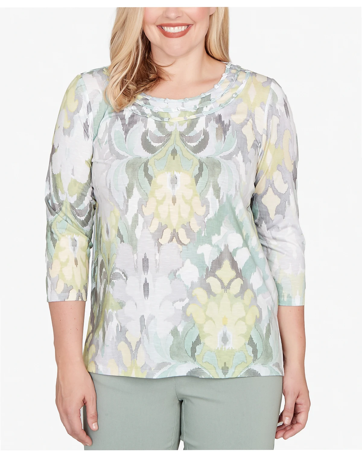 Stockbridge Ikat Medallion Pattern Soft Knit Top