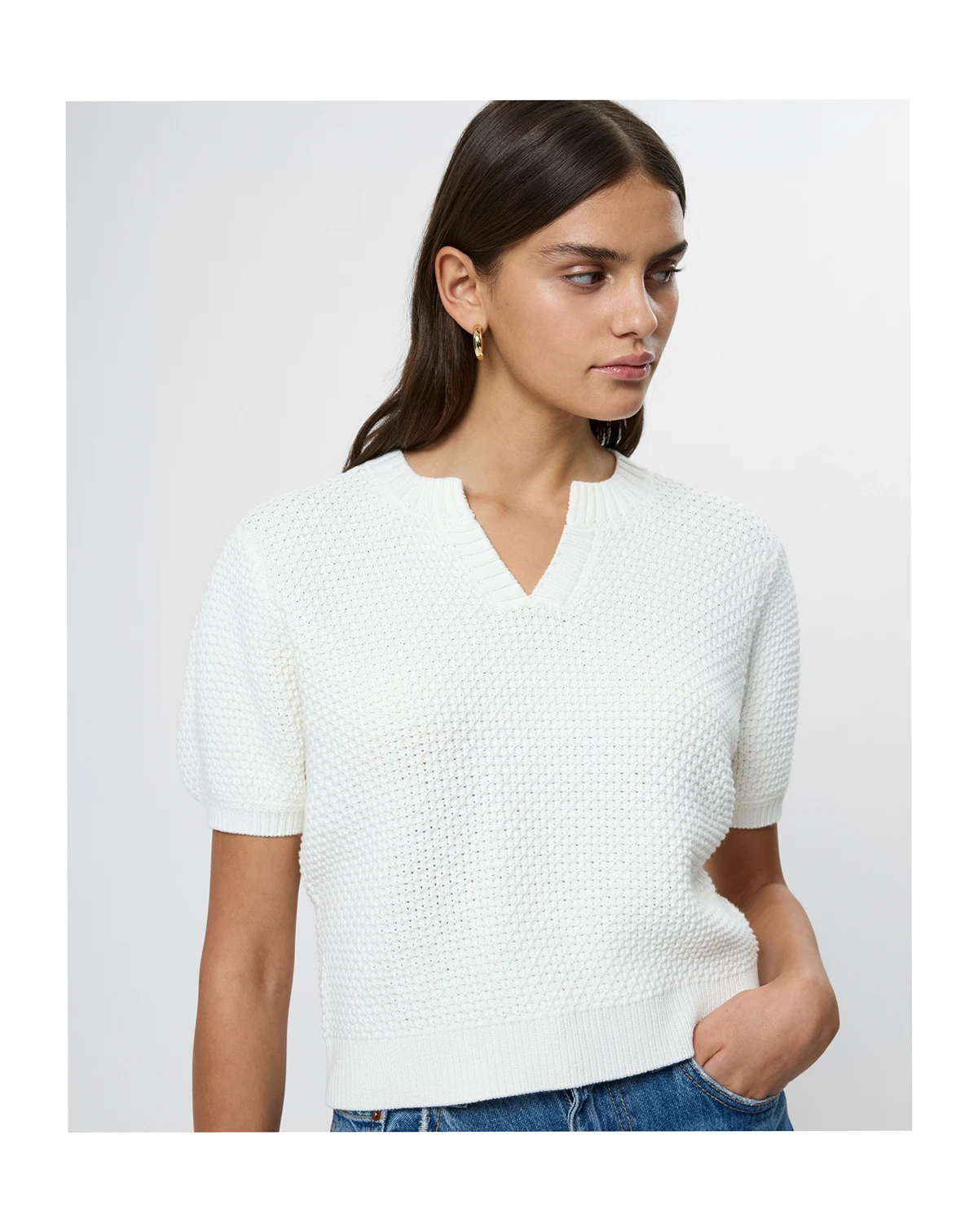 Women's Remy Collared V-Neck Top