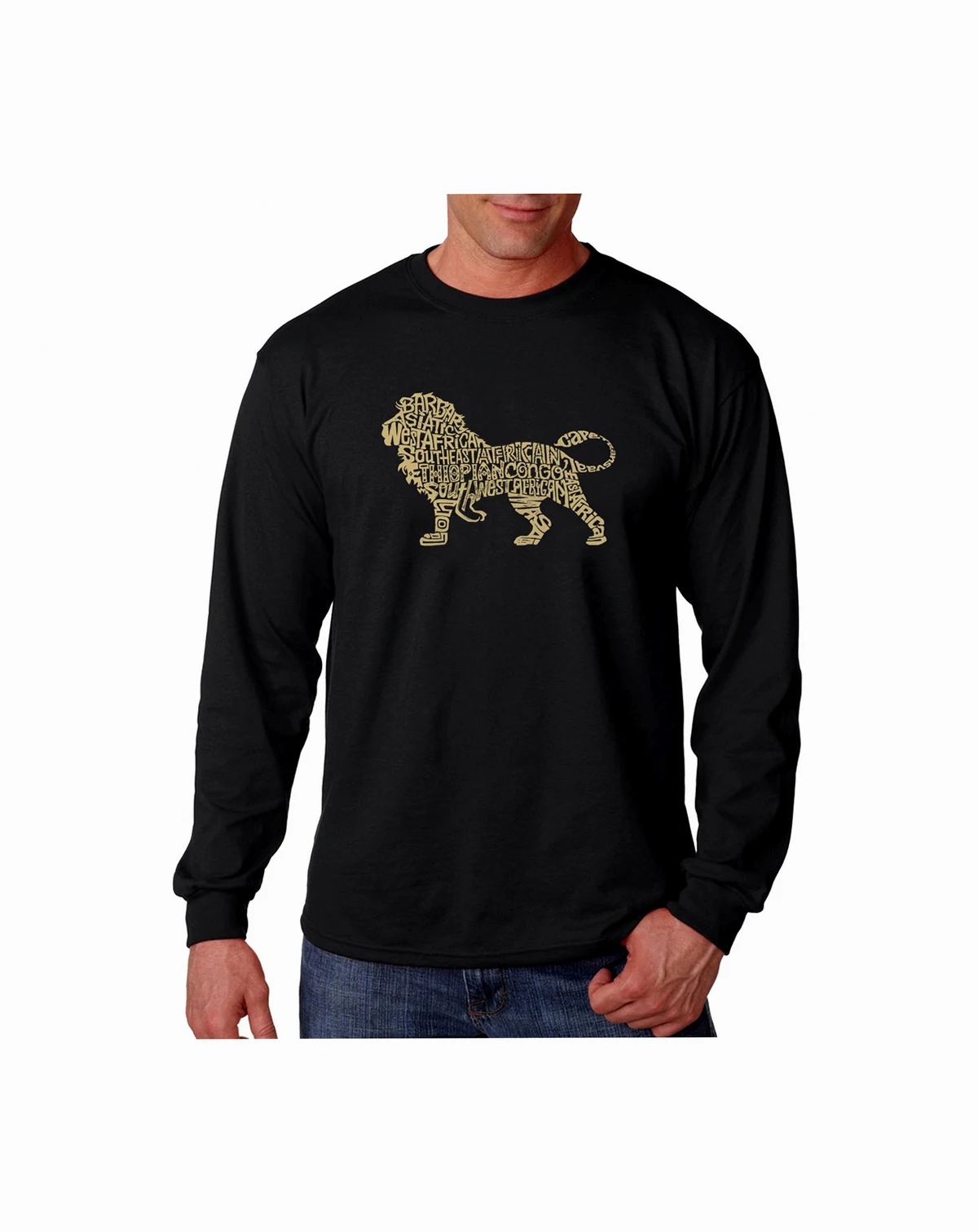 Men's Word Art Long Sleeve T-Shirt- Lion