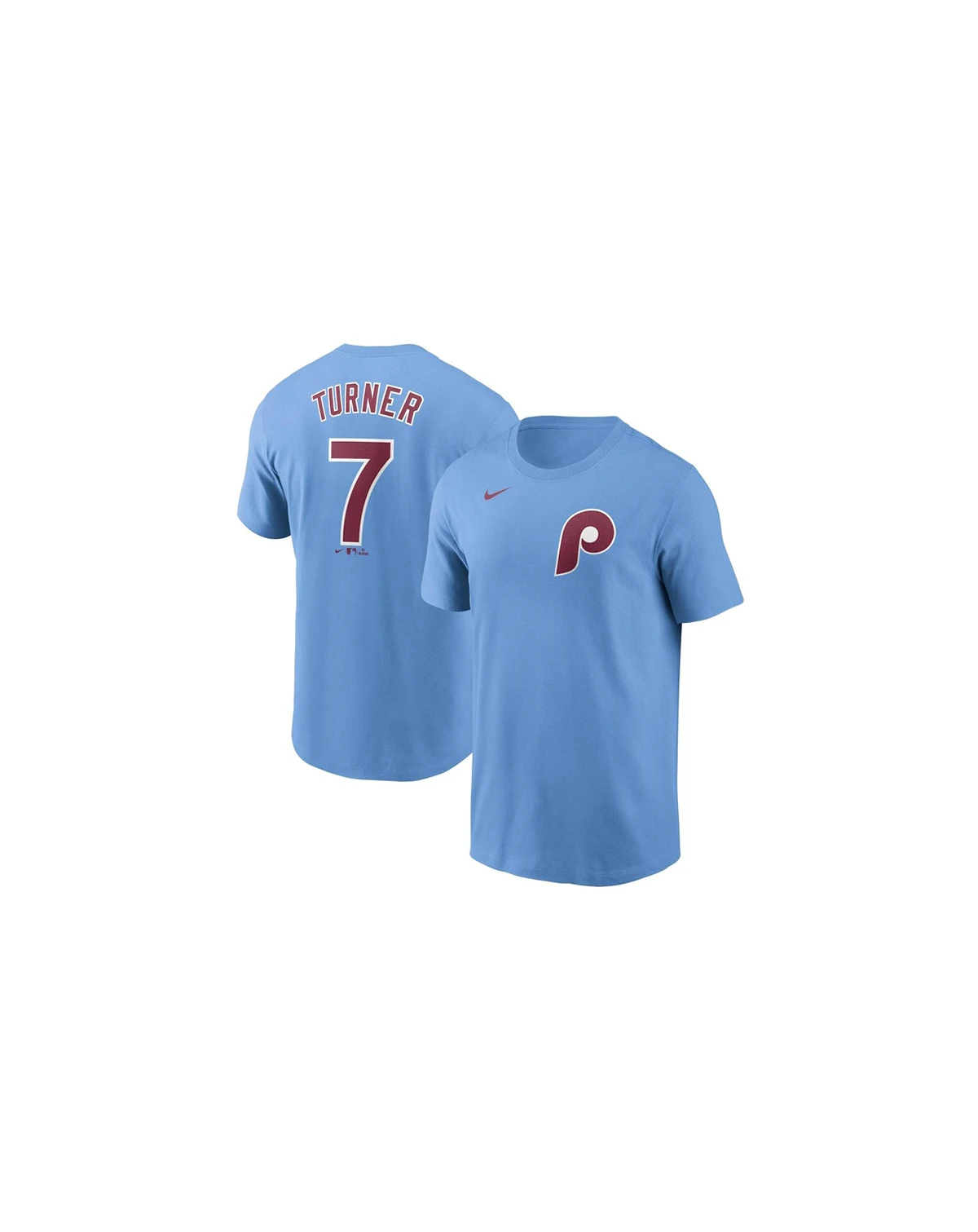 Men's Trea Turner Light Blue Philadelphia Phillies Fuse Name Number T-Shirt