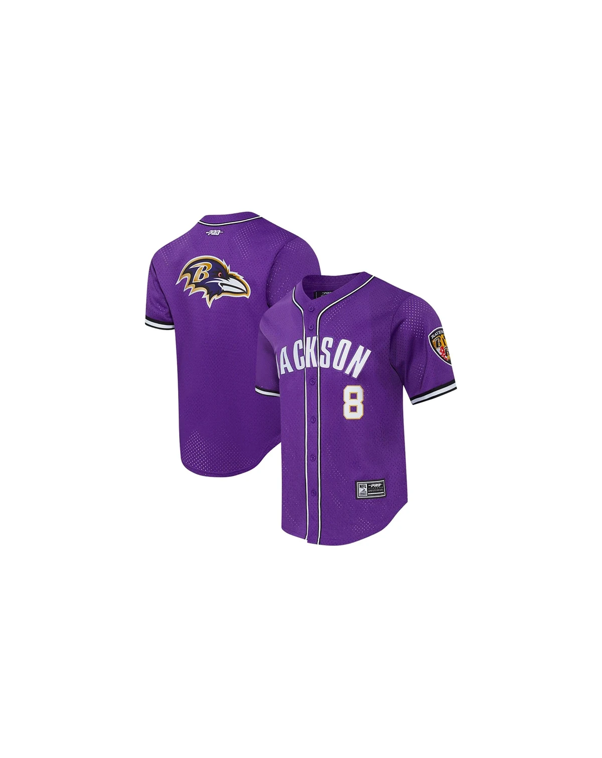Men's Lamar Jackson Purple Baltimore Ravens Mesh Button-Up Baseball Jersey