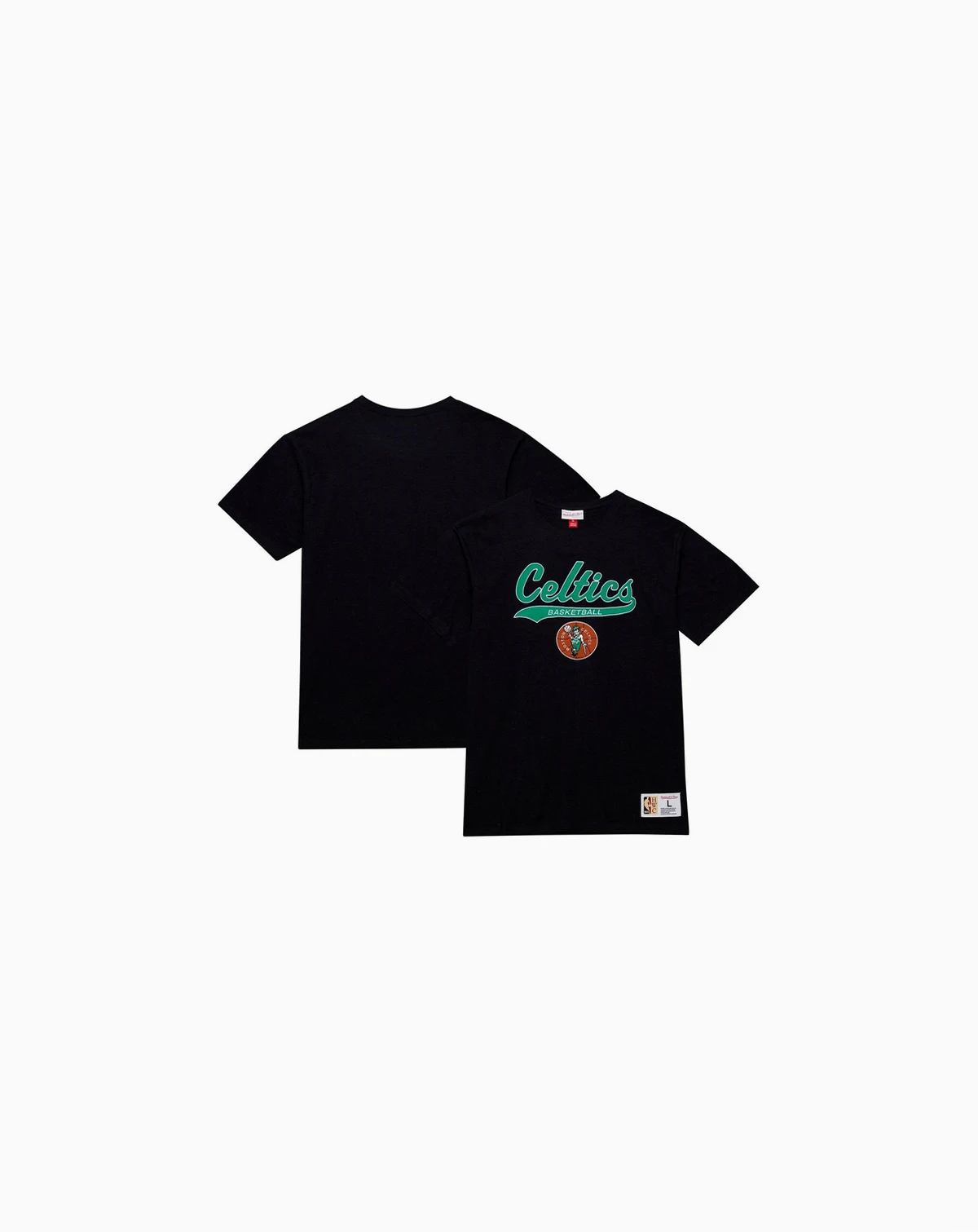 Men's Black Boston Celtics Hardwood Classics Felt Applique Slub T-Shirt