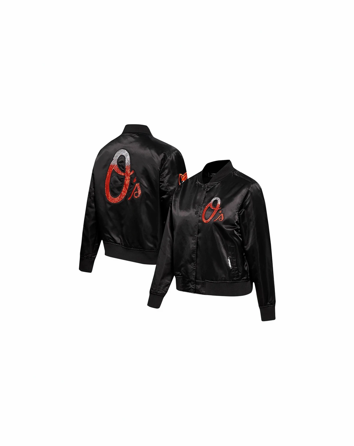 Women's Black Baltimore Orioles Rhinestone Satin Full-Snap Jacket
