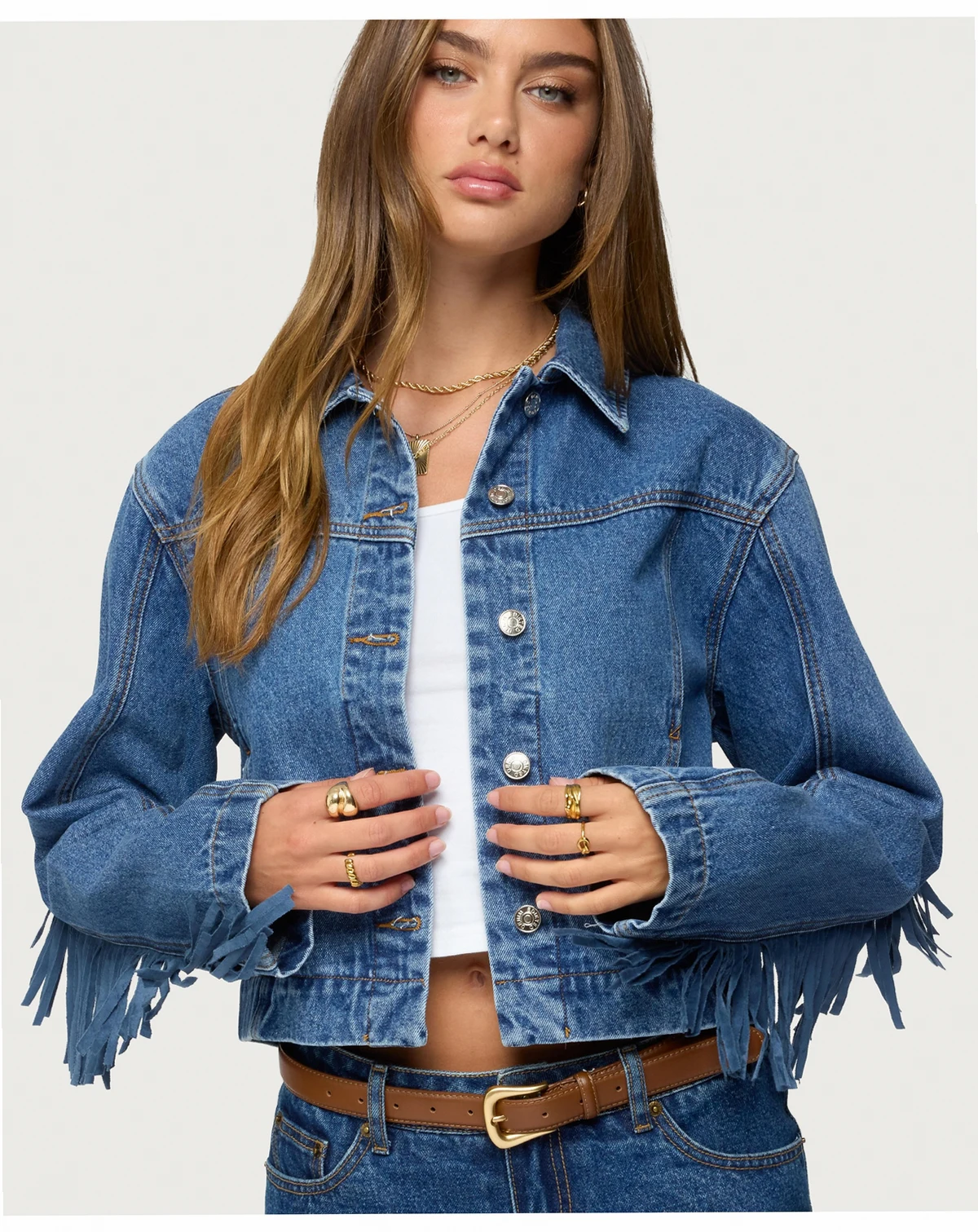 Womens Maurice Fringed Denim Jacket