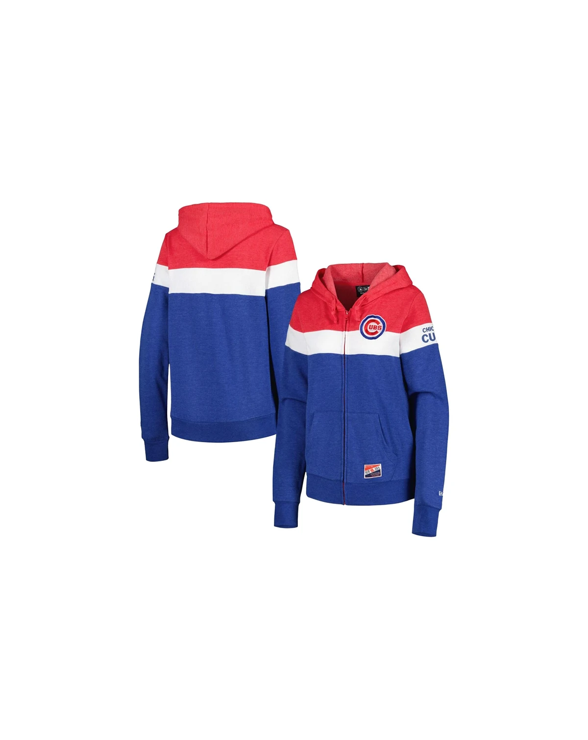 Women's Heather Royal Chicago Cubs Colorblock Full-Zip Hoodie Jacket