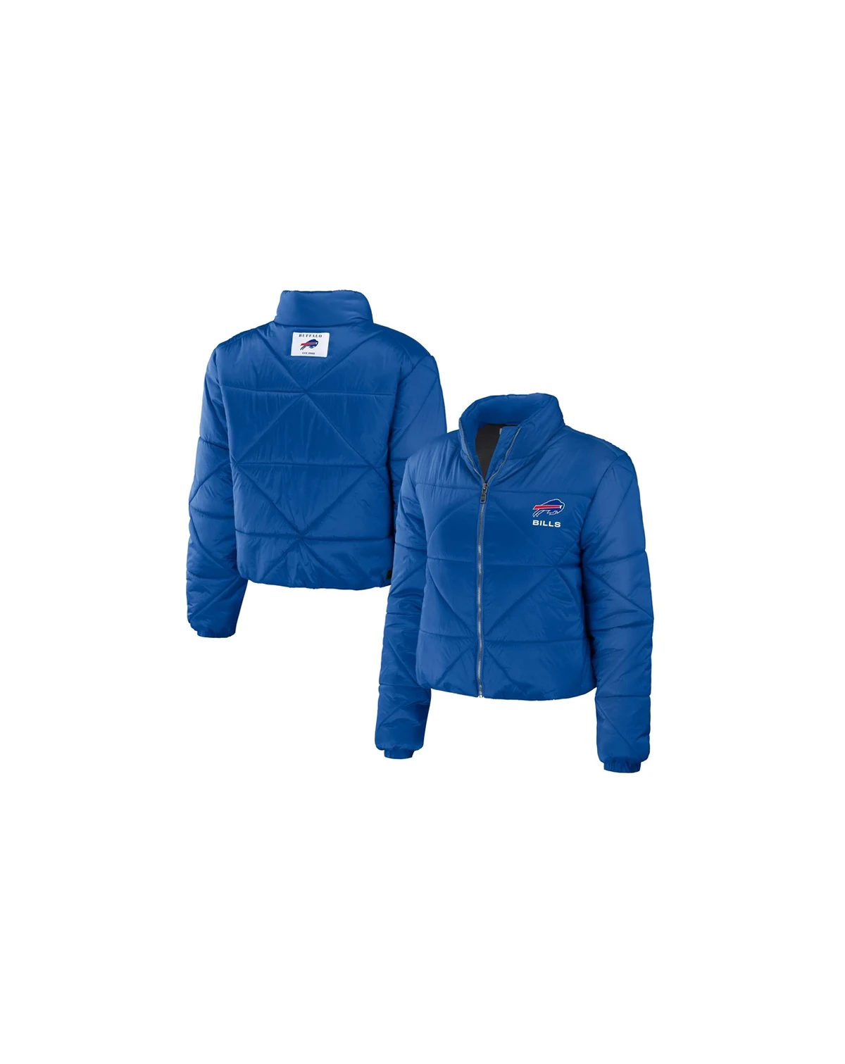 Women's Royal Buffalo Bills Cropped Puffer Full-Zip Jacket
