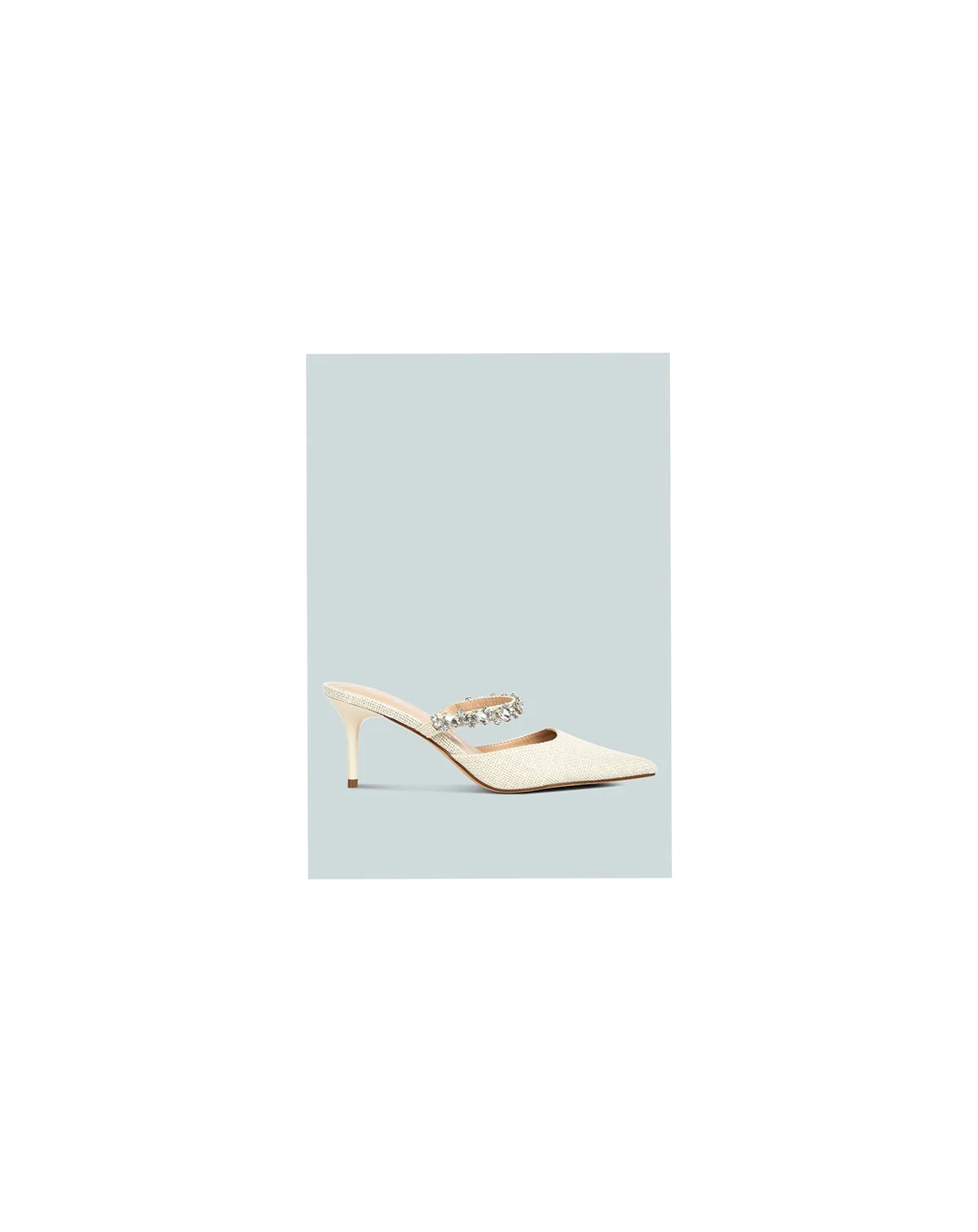 Womens Greta Diamante Embellished Kitten Heel Mules