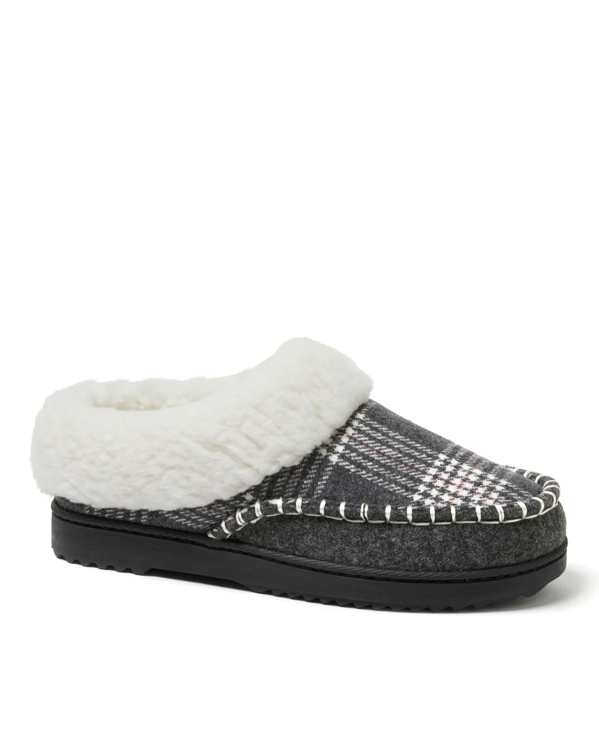 Women's Nyla Felted Plaid Moccasin Toe Clog House Shoe Slipper