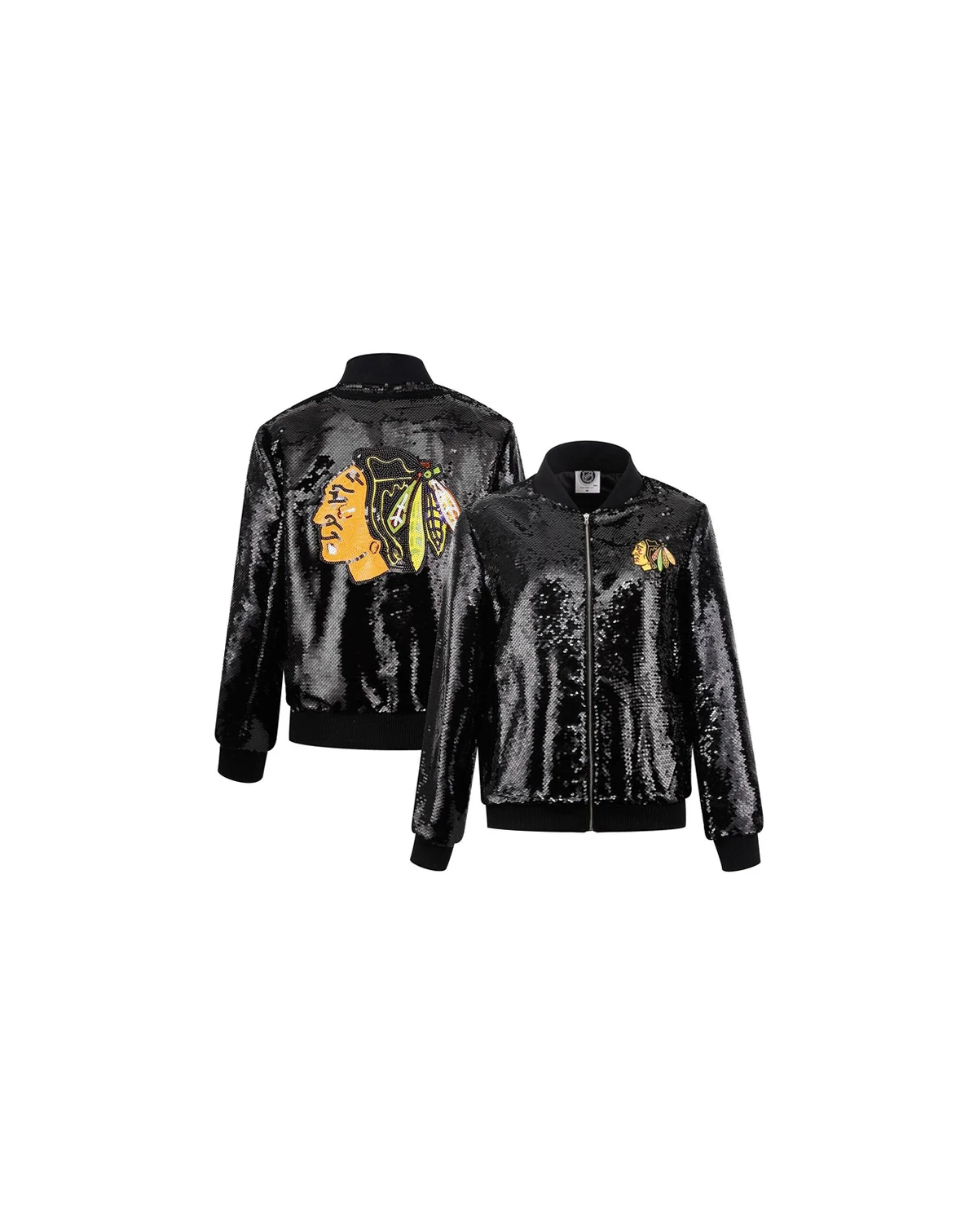 Women's Black Chicago Blackhawks Sequin Full-Zip Jacket
