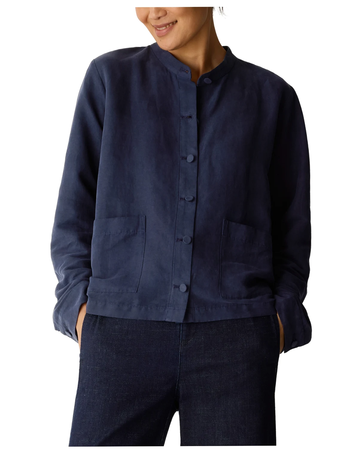 Women's Mandarin Collar Shirt Jacket