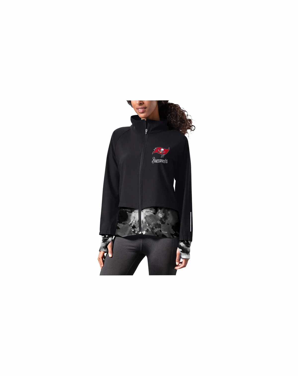 Women's Black Tampa Bay Buccaneers Grace Raglan Full-Zip Running Jacket