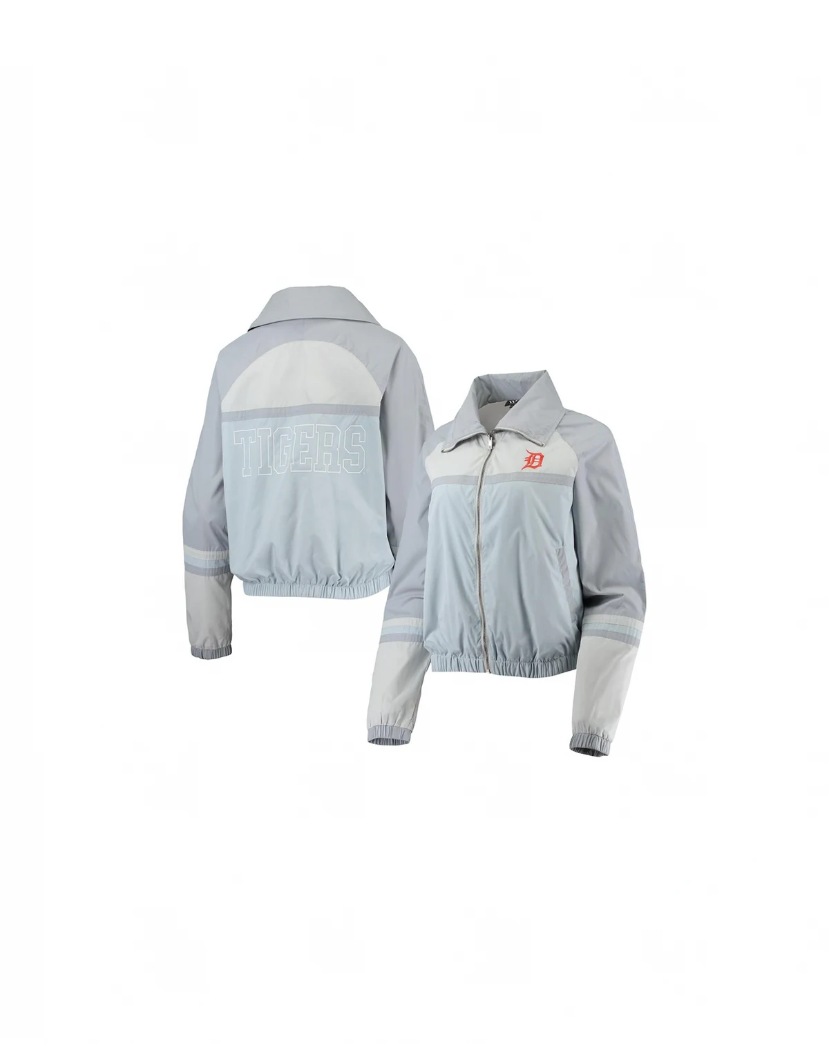 Women's Navy Detroit Tigers Colorblock Track Raglan Full-Zip Jacket