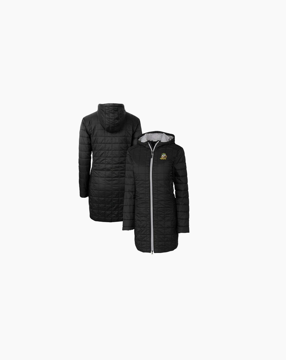 Women's Black Oregon Ducks Rainier PrimaLoft Eco Hooded Long Coat