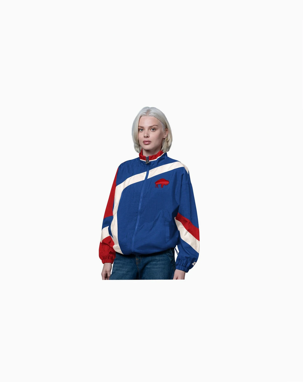 Women's Royal/Red Buffalo Bills Vintage 1st Quarter Full-Zip Windbreaker