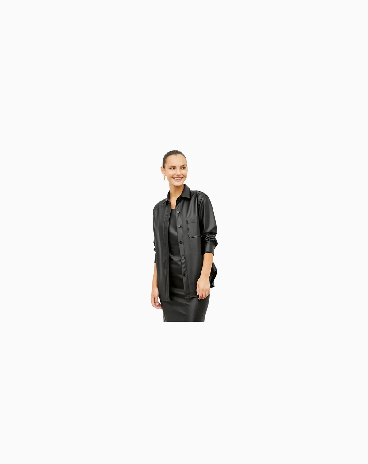 Women's Sierra Faux Leather Shacket with Relaxed Fit