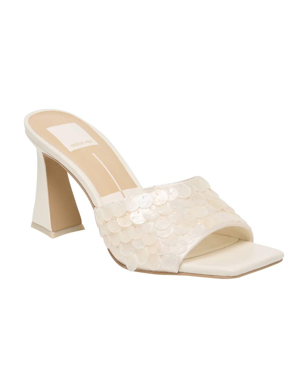 Women's Nandy Confetti Shell Embellished Slide High Heel Dress Sandals