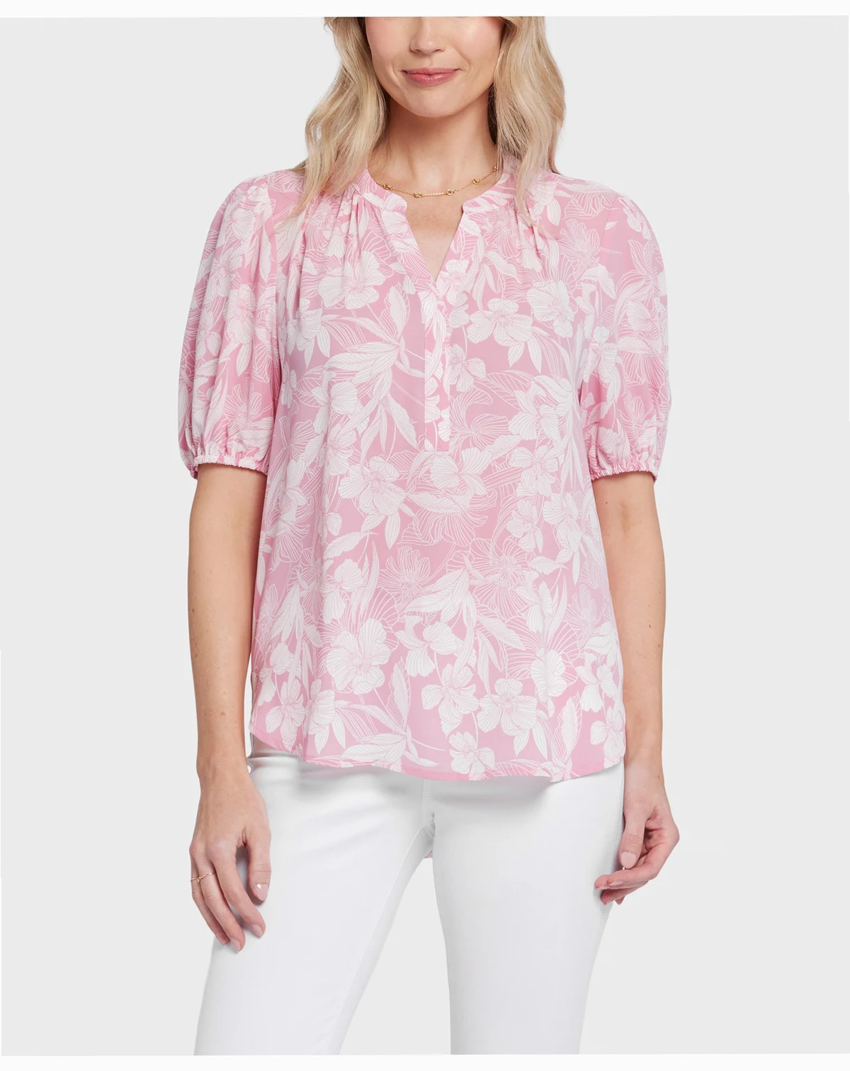 Women's Short Puff Sleeve Popover Top