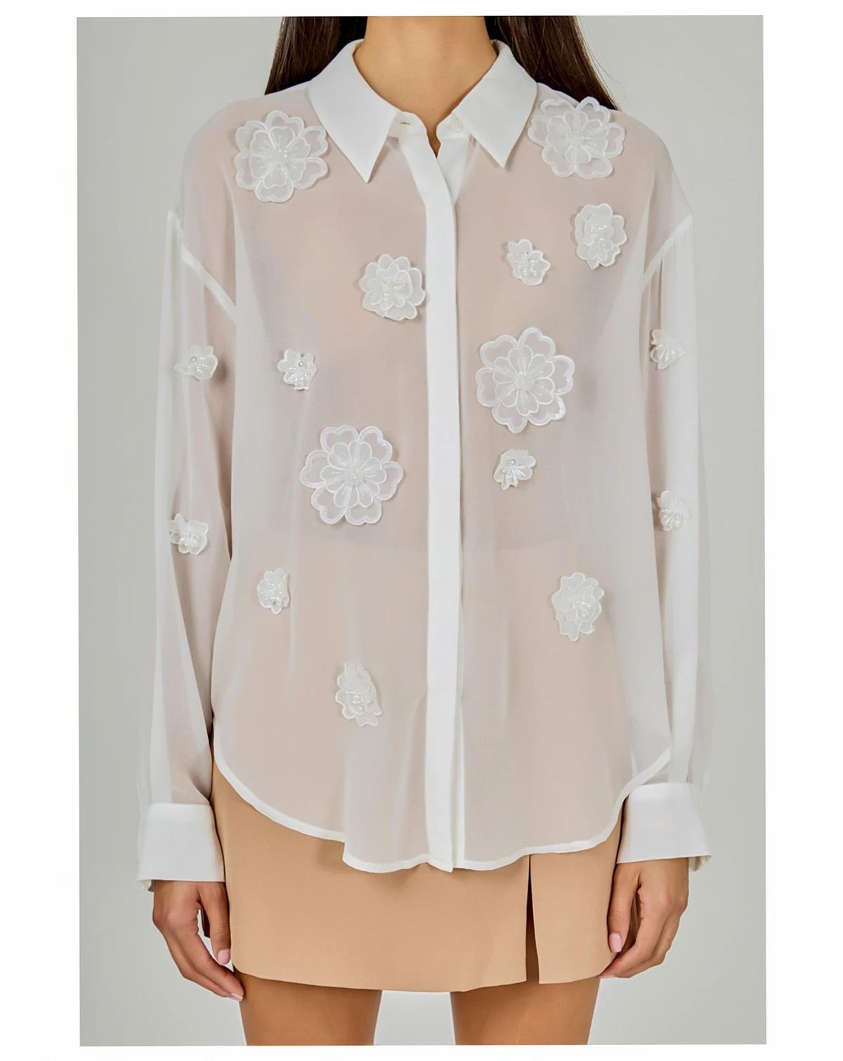 Women's Floral Detail Shirt Blouse