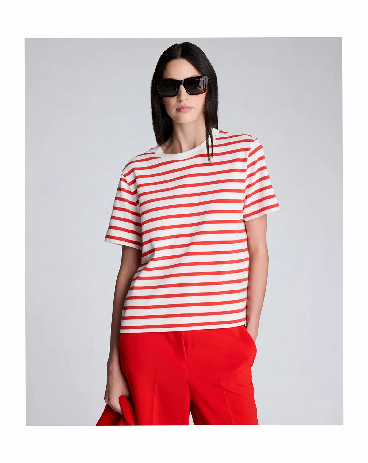 Women's Short Sleeve Striped Crew Neck T-Shirt