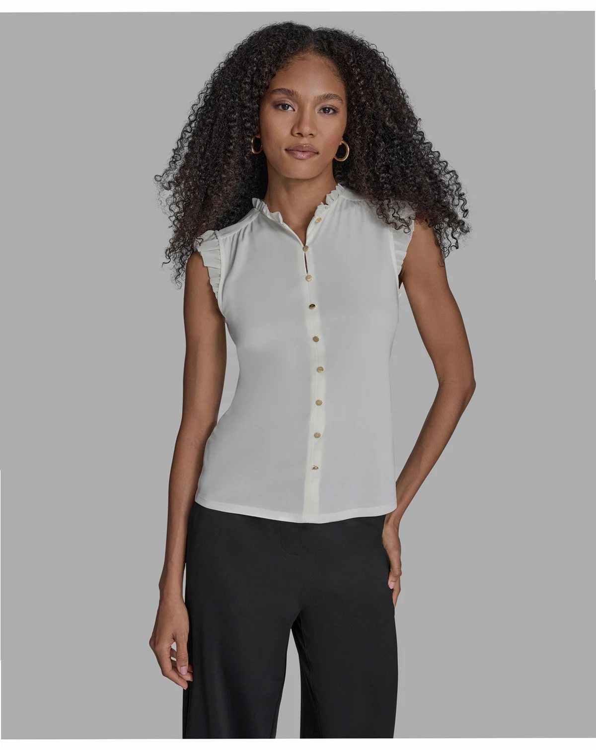 Women's Sleeveless Button Down Blouse