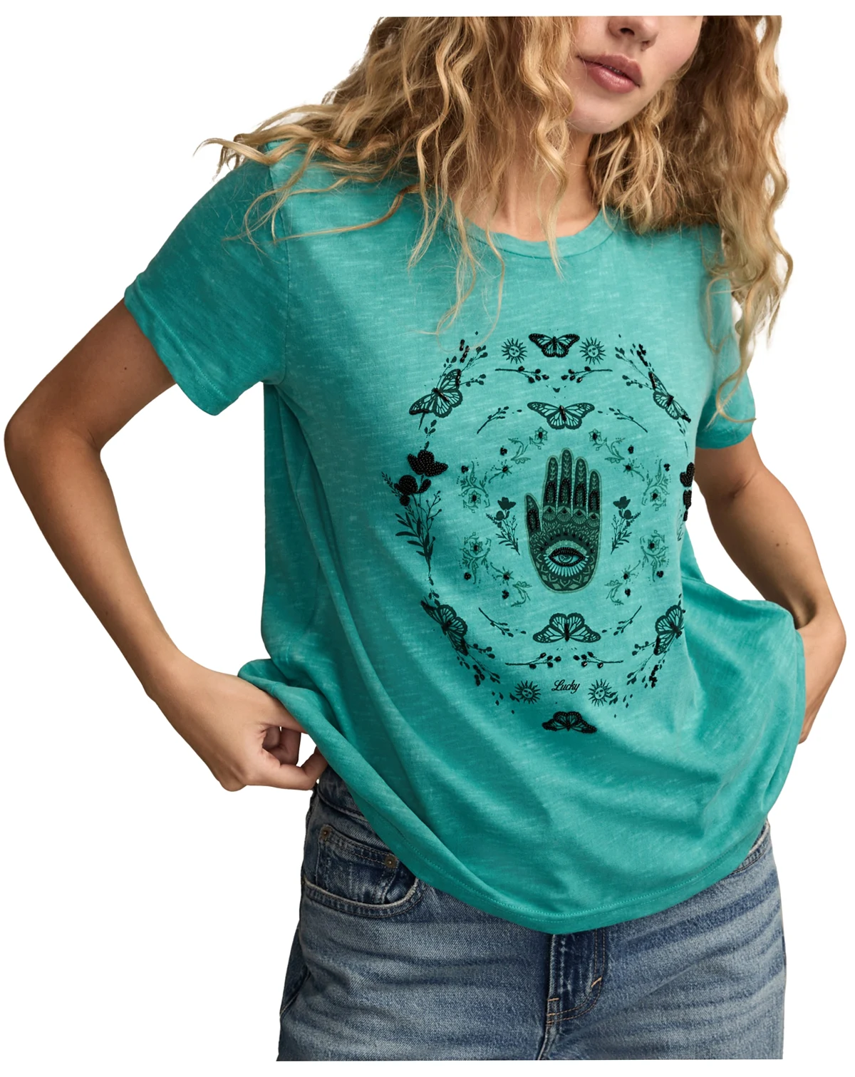 Women's Hamsa Butterfly Frame Crewneck T-Shirt