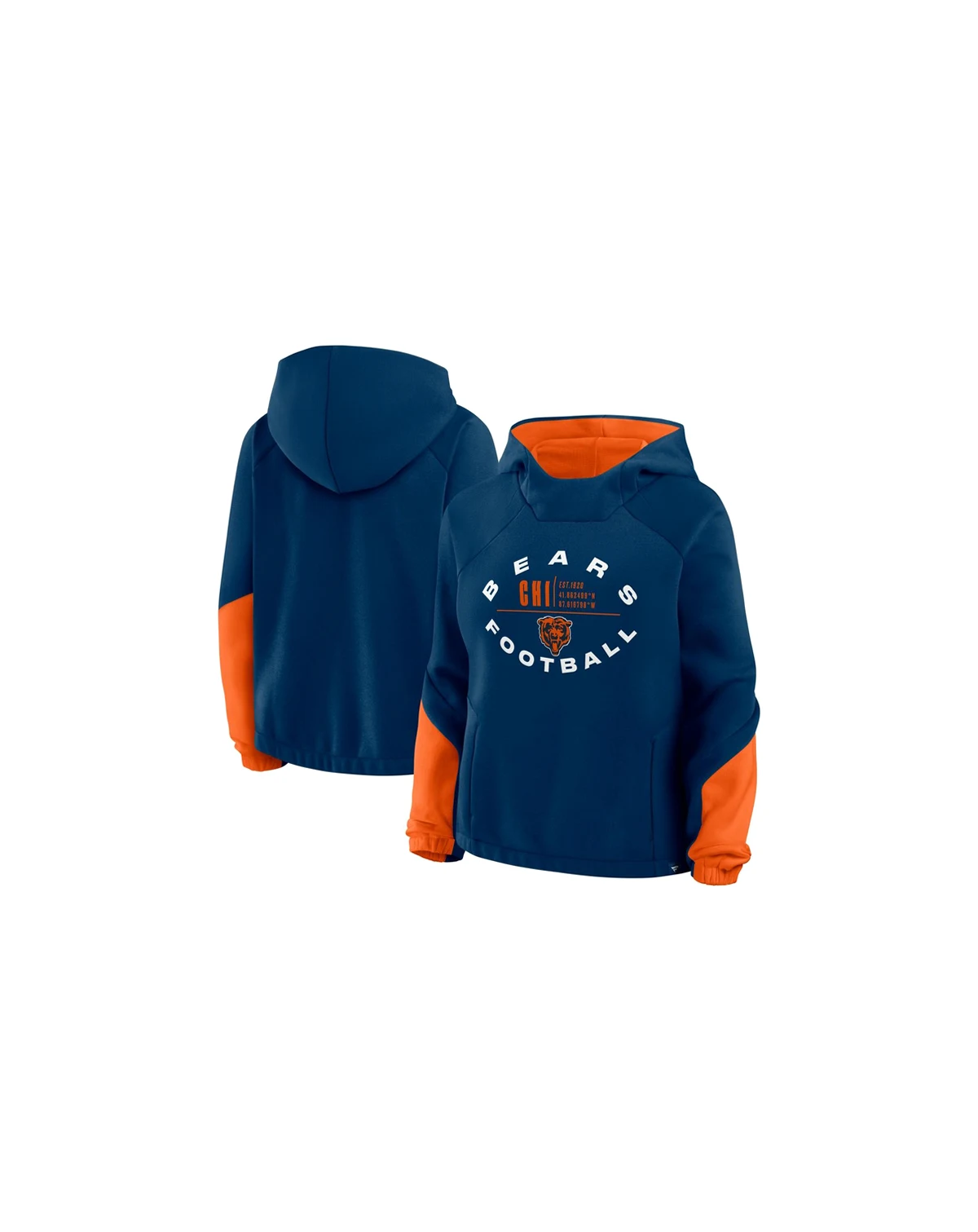 Women's Navy Chicago Bears Oversized Redzone Bubble Screen Pullover Hoodie