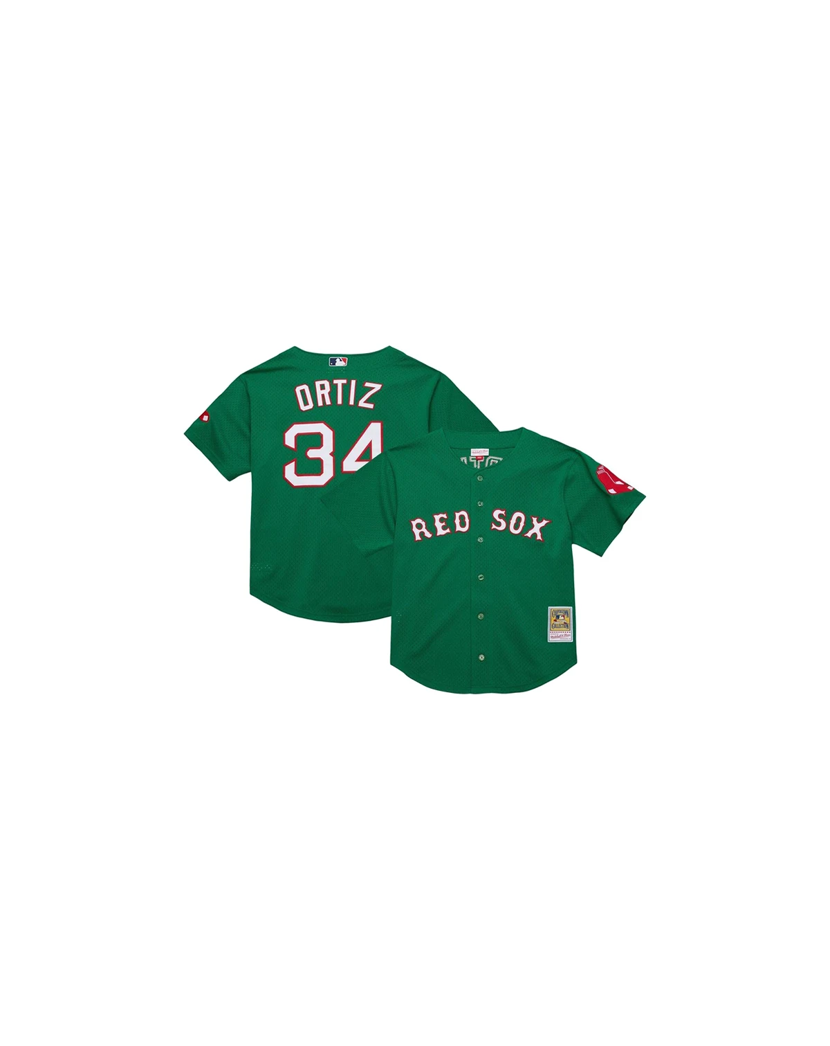 Men's David Ortiz Kelly Green Boston Red Sox Cooperstown Collection Mesh Batting Practice Jersey