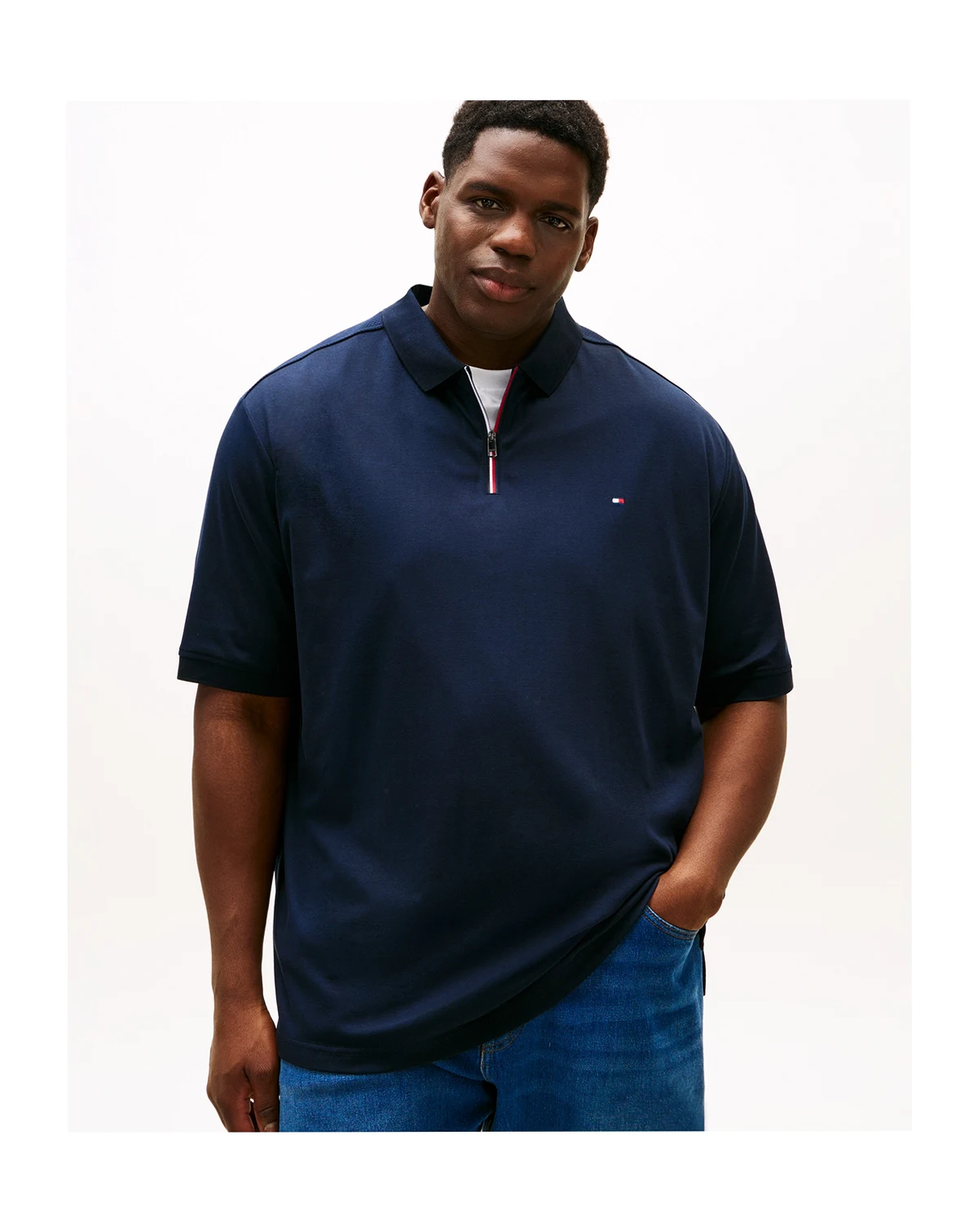 Men's Big & Tall Zippered Polo Shirt