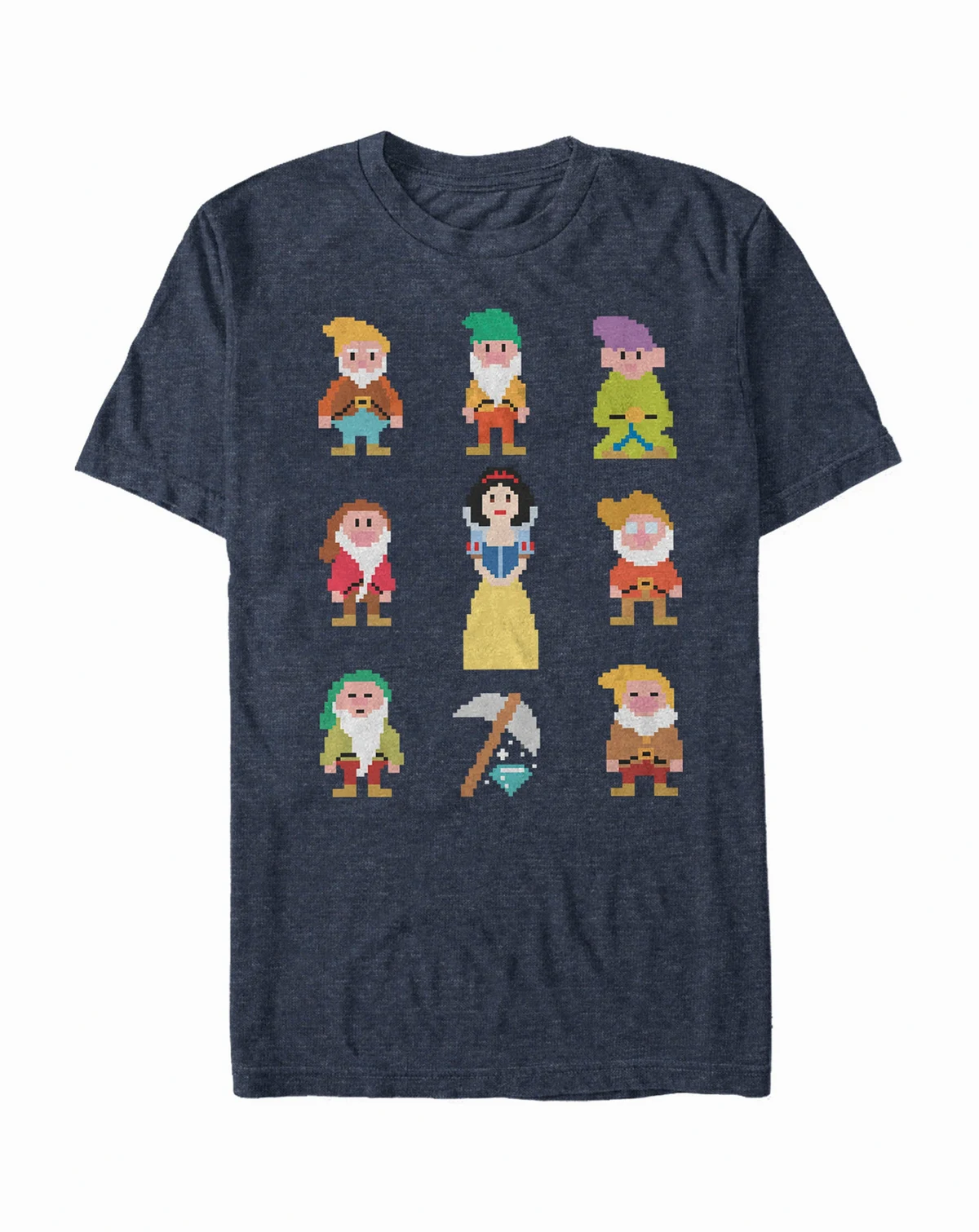 Disney Men's Snow White Pixelated Dwarf Crew Short Sleeve T-Shirt