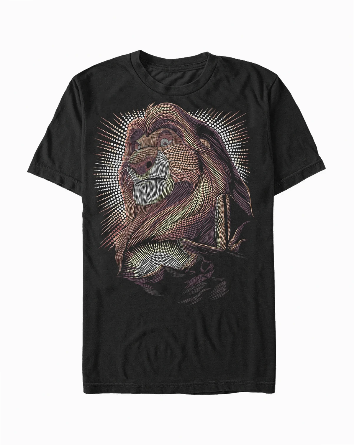 Disney Men’s Lion King Mufasa Pride Rock Dot Art Retro Portrait Short Sleeve T-Shirt