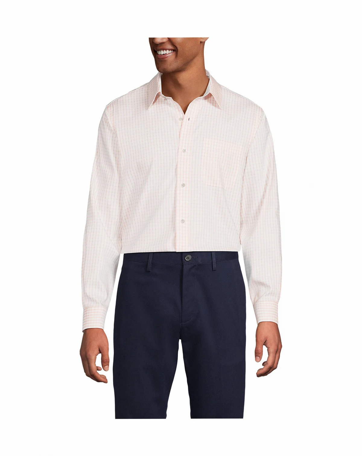 Men's Pattern No Iron Supima Pinpoint Straight Collar Dress Shirt