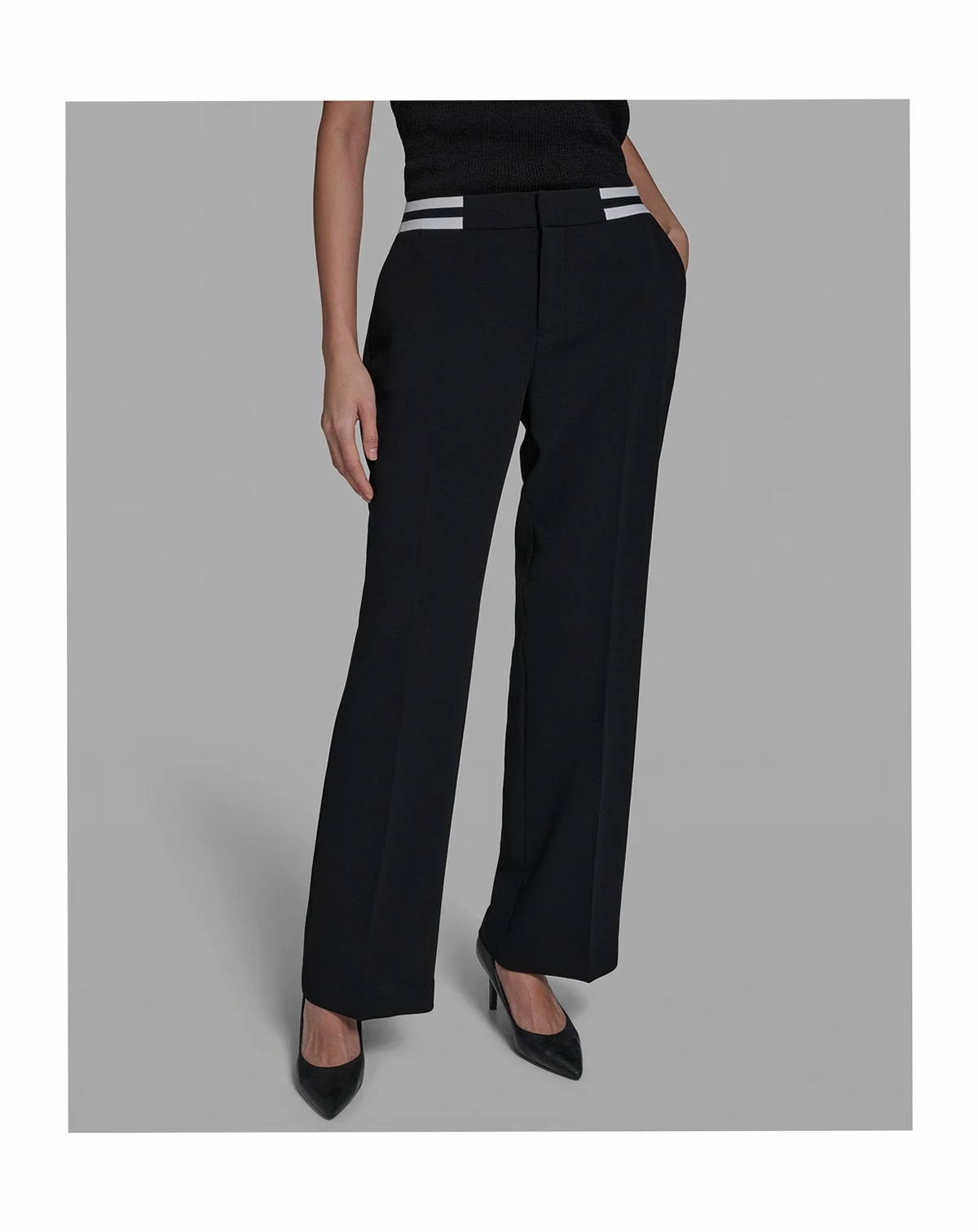 Petite Mid-Rise Contrast Pants