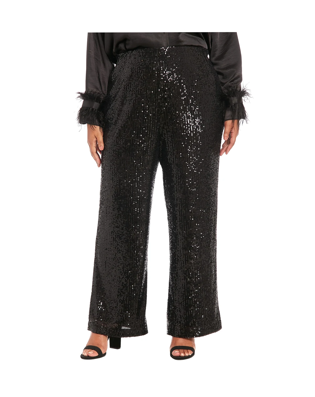 Plus Size Sequin Pull-On Pants
