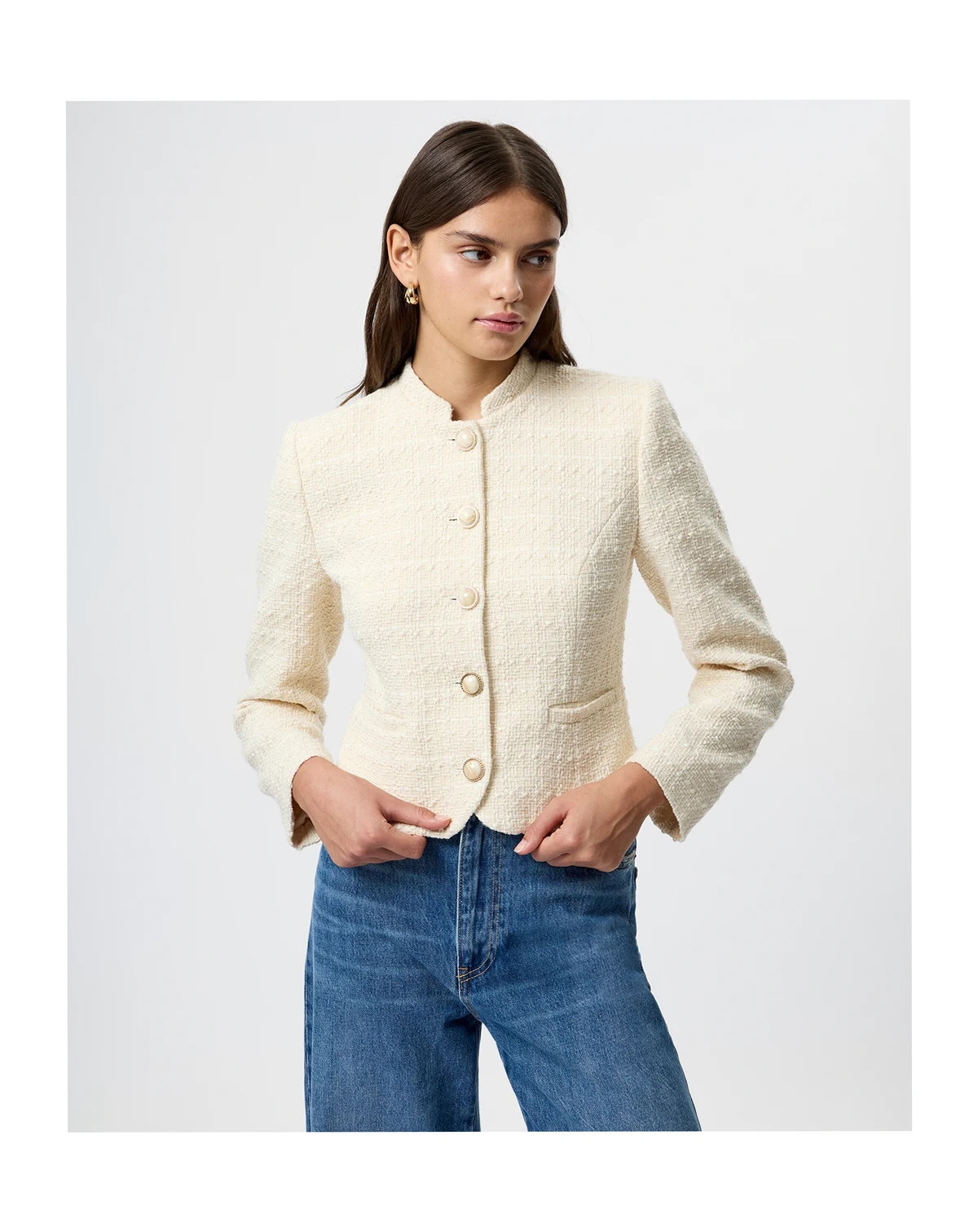 Women's Structured Tweed Long-Sleeve Jacket