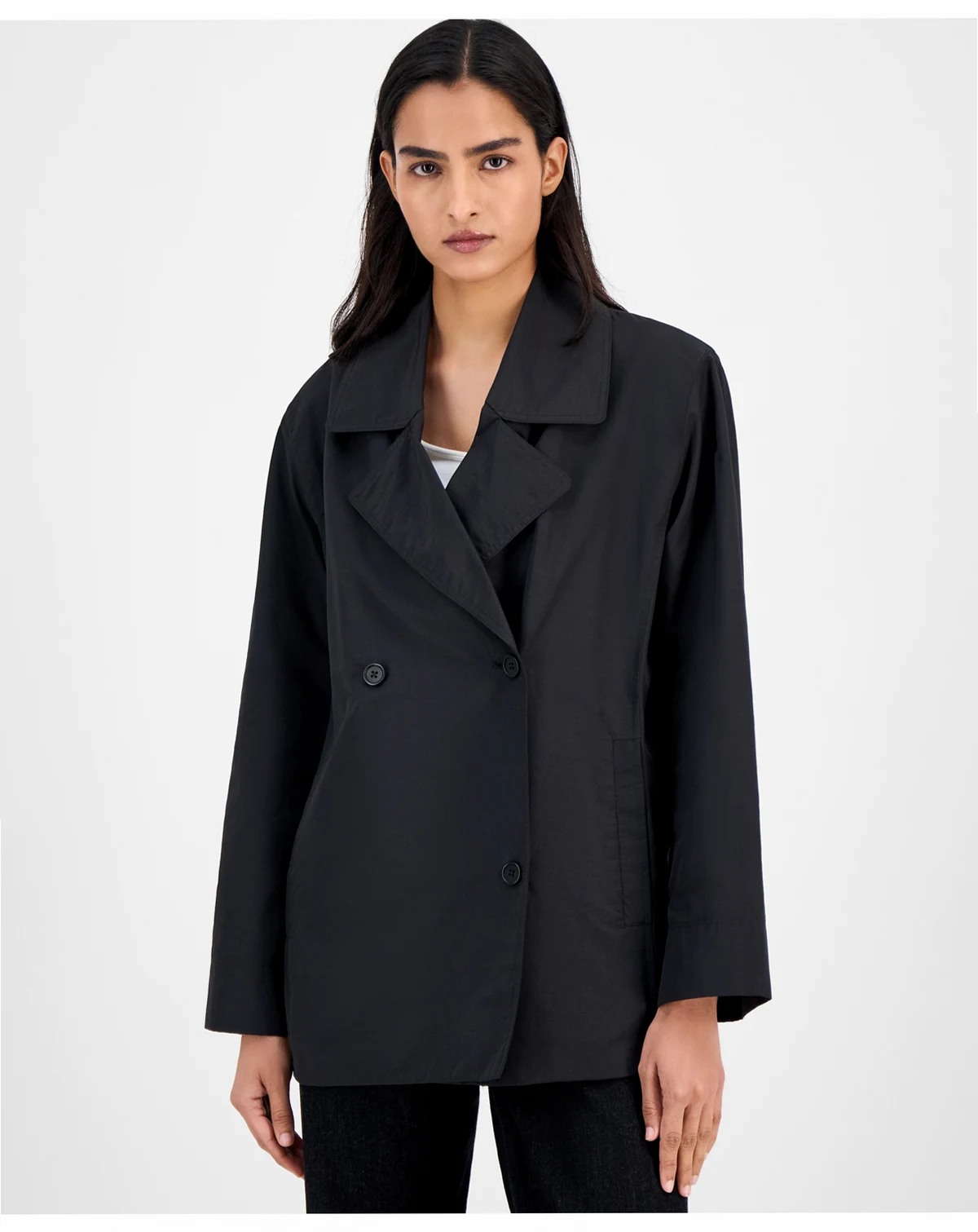 Petite Notch Collar Short Trench Jacket