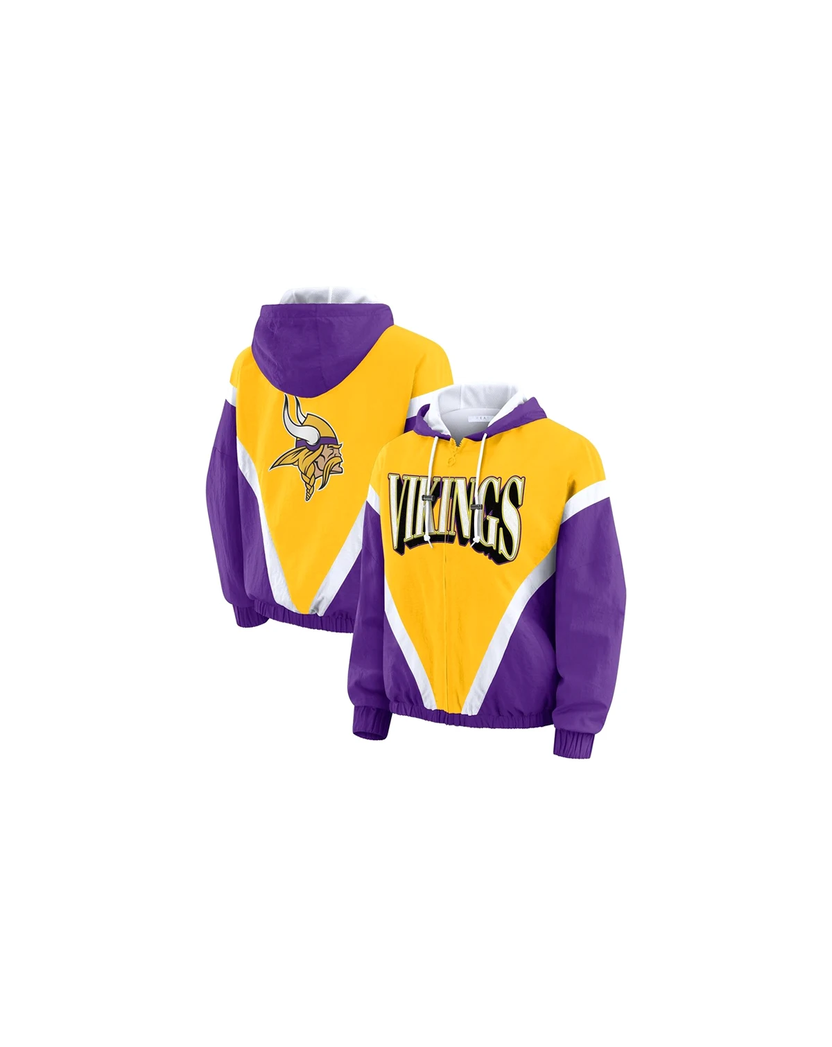 Women's Gold/Purple Minnesota Vikings Retro Crinkle Full-Zip Hoodie Windbreaker Jacket