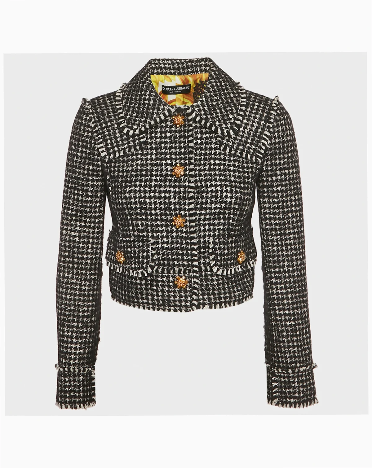 Women's Black/white Tweed Bejeweled Blazer