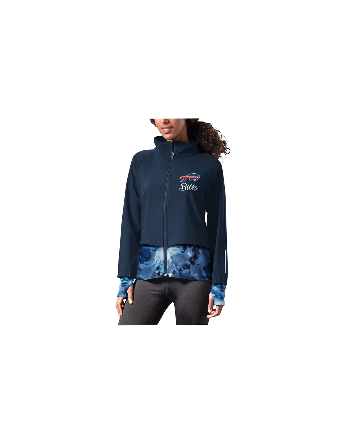 Women's Navy Buffalo Bills Grace Raglan Full-Zip Running Jacket