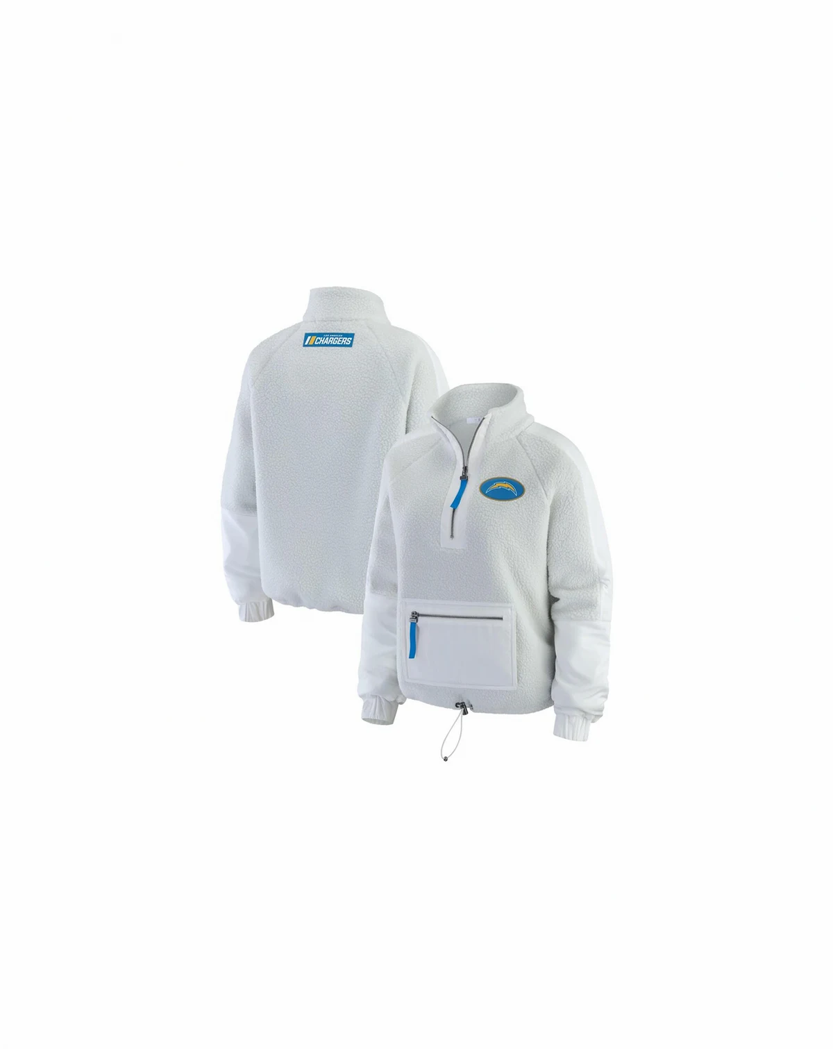 Women's White Los Angeles Chargers Polar Fleece Half-Zip Jacket