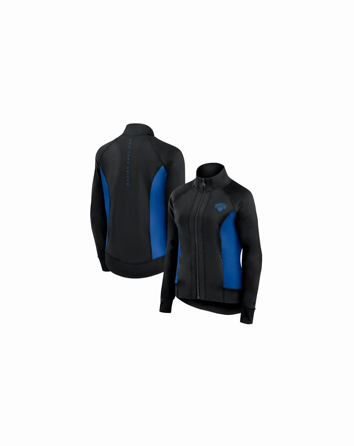 Women's Black New York Knicks Studio Fitted Full-Zip Gym Track Jacket