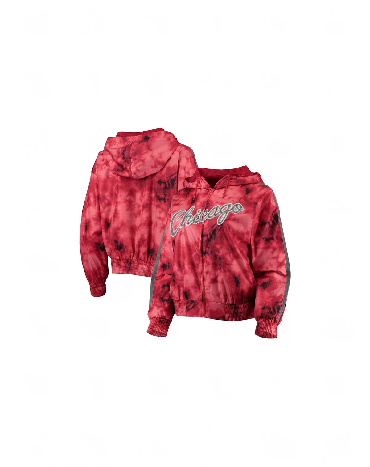 Women's Red Chicago Bulls Galaxy Sublimated Windbreaker Pullover Full-Zip Hoodie Jacket
