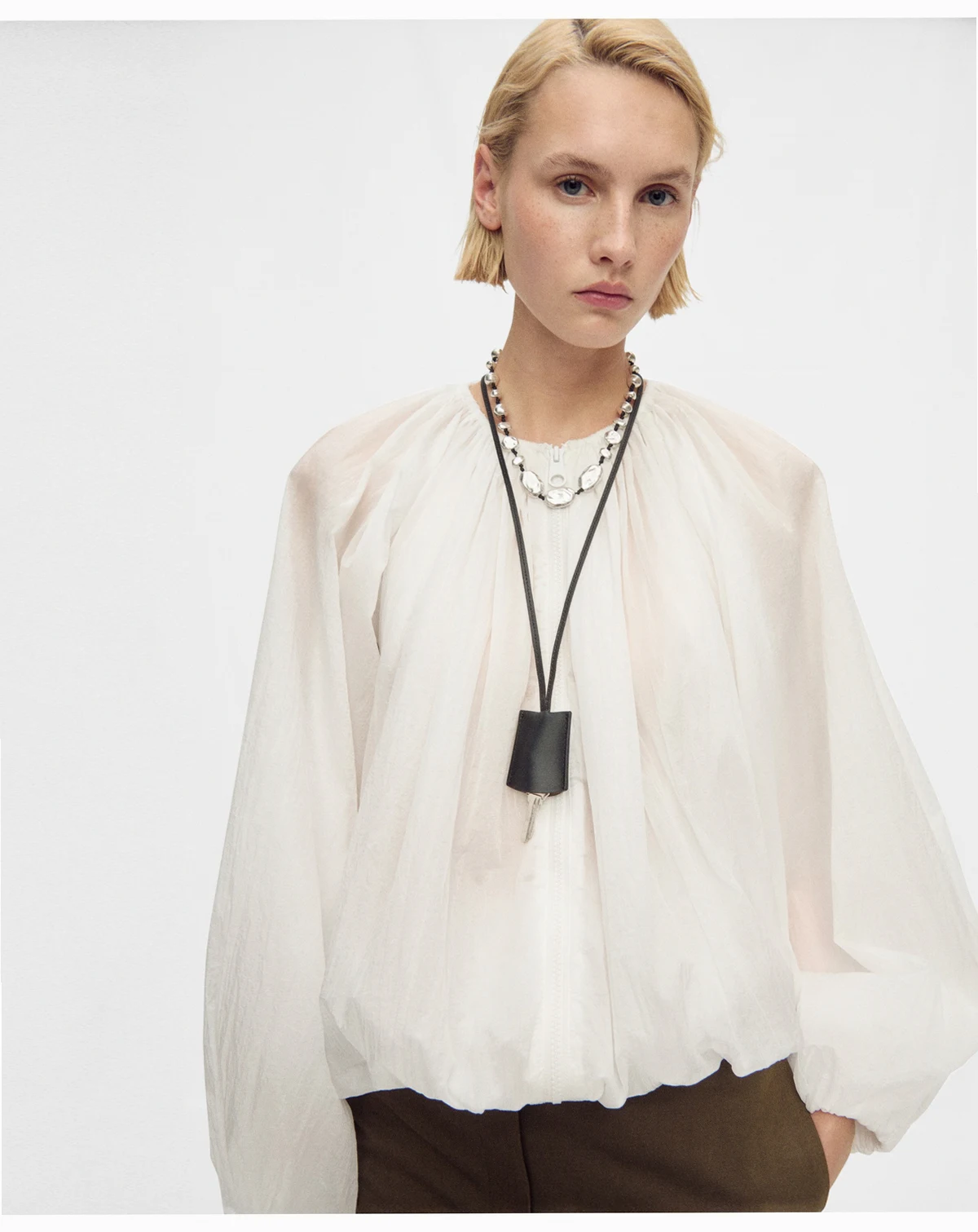 Women's Gathered Semi-Transparent Jacket