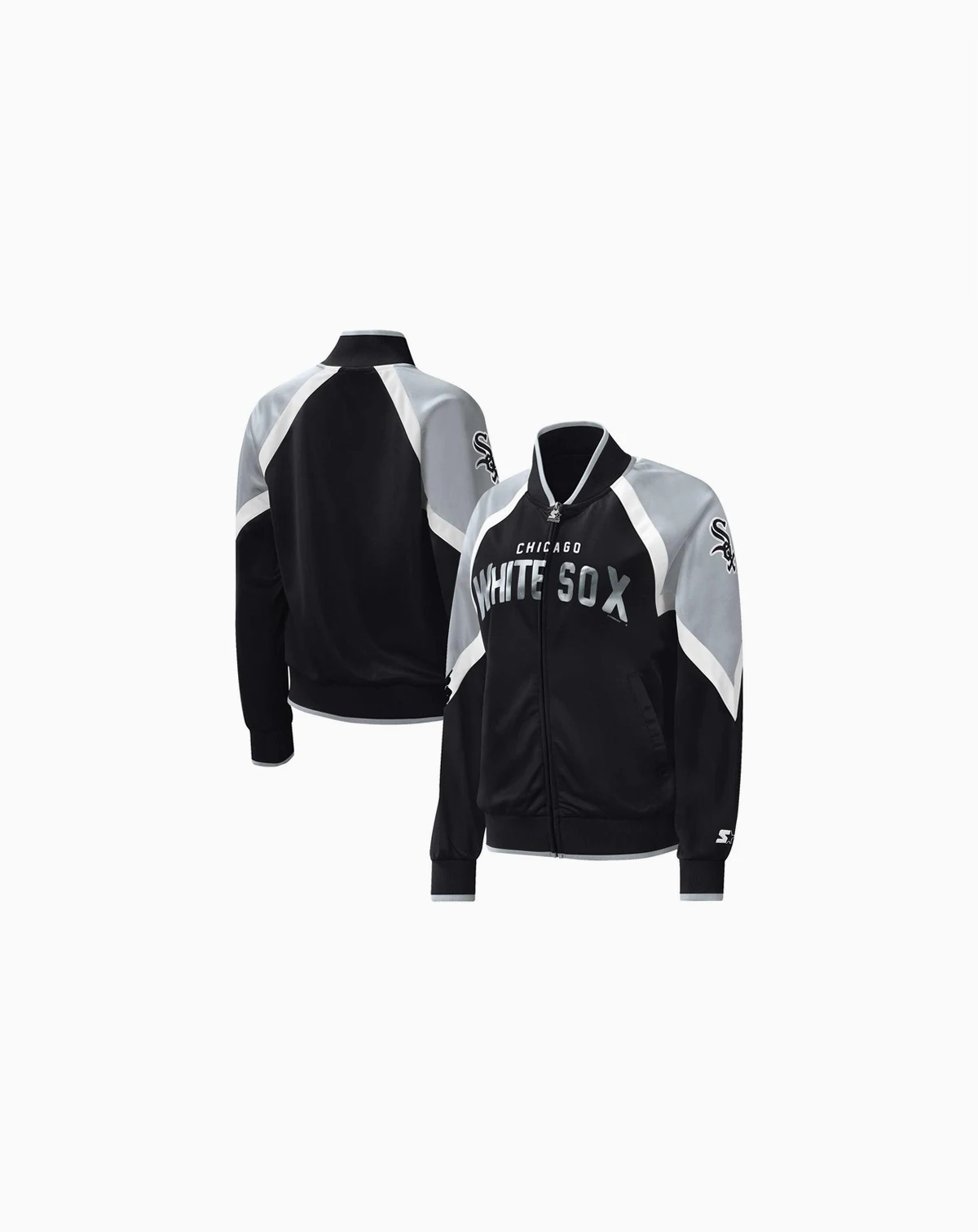 Women's Black Chicago White Sox Touchdown Raglan Full-Zip Track Jacket