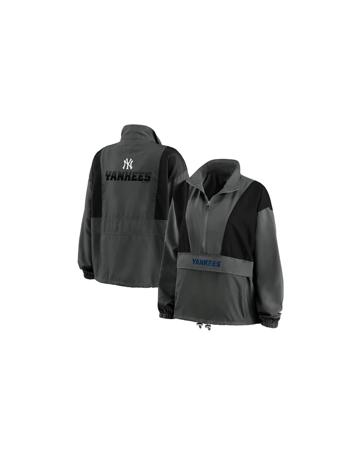 Women's Charcoal New York Yankees Packable Half-Zip Jacket