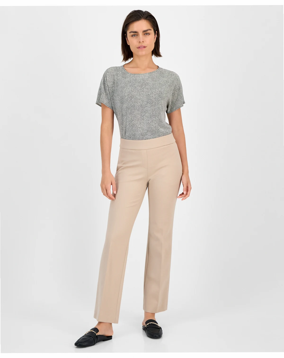 Petite Grace Pull-On Slash-Pocket Trousers