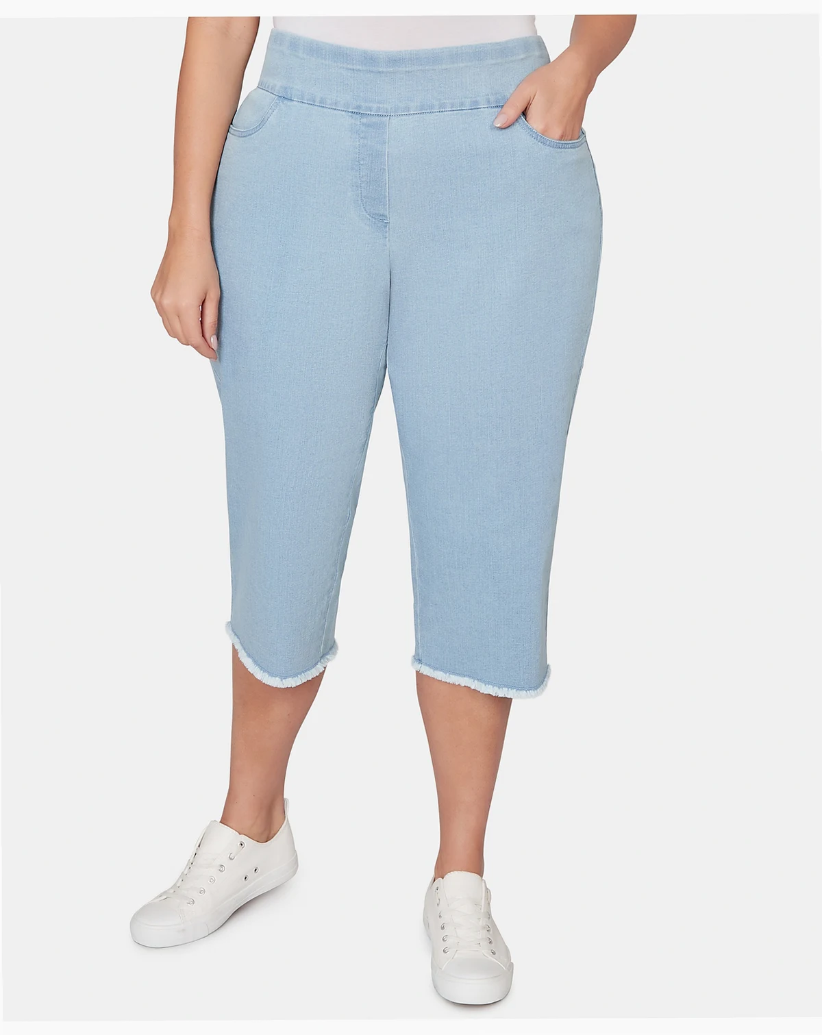 Plus Size Classic Stretch Stripe Clamdigger Capri Pants