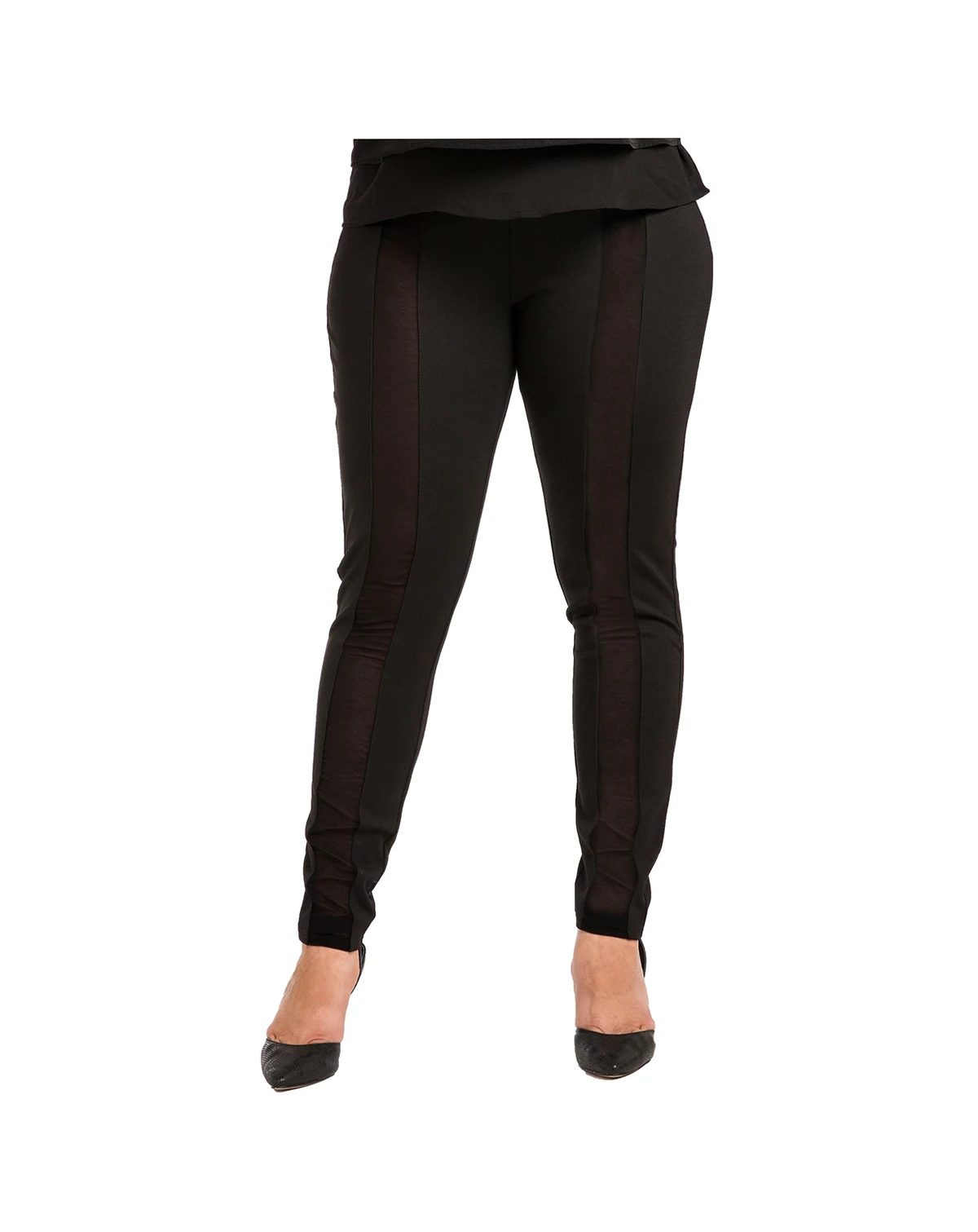 Plus Size Women's Stretch Sheer Panel Ponte Legging